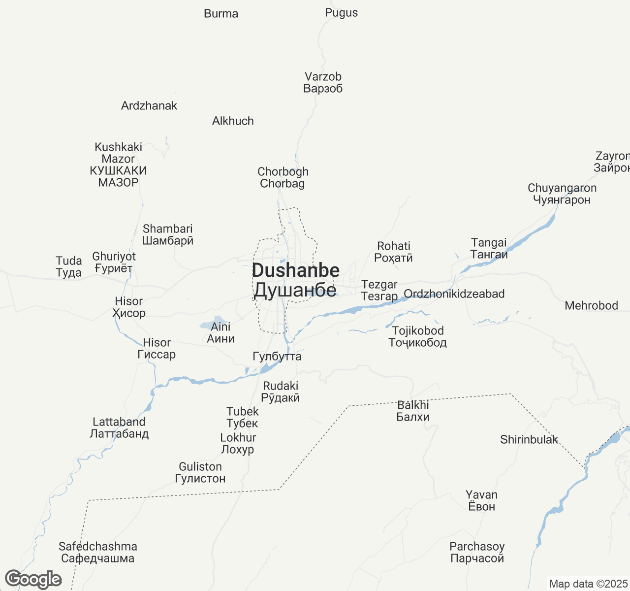 Map of Dushanbe